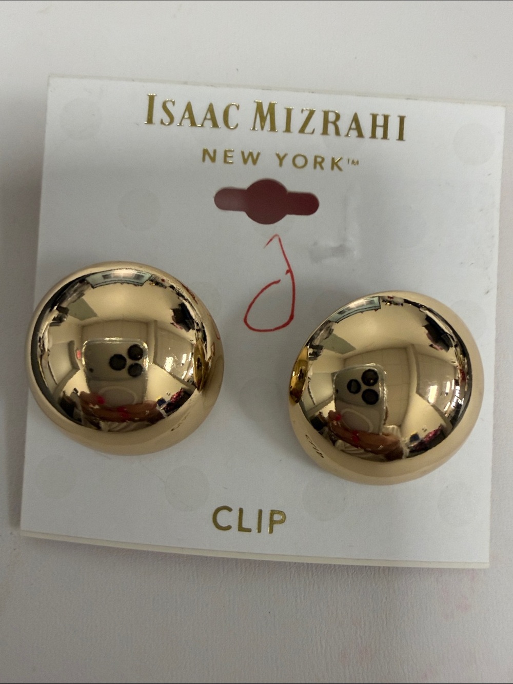 Isaac Mizrahi Shiny Gold Dome Clip-On Earrings